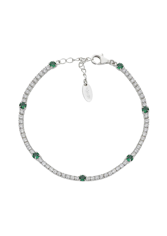 Bracciale Amen Tennis Con Zirconi Bianco E Verde