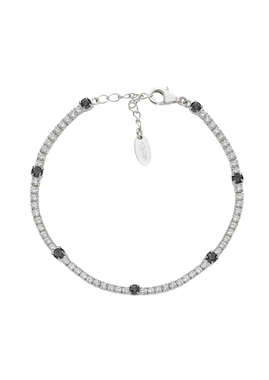 Bracciale Amen Tennis Con Zirconi Bianchi E Neri
