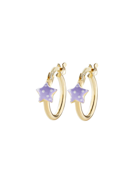 Pendientes de aro para niña Amen Baby con estrella esmaltada de glicina