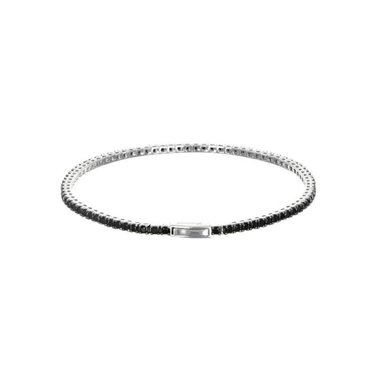 Bracciale Tennis in Argento con Spinelli Neri