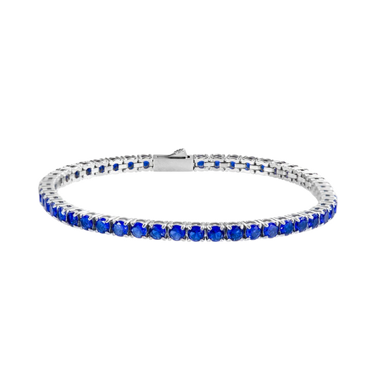 Pulsera de tenis Albert M. en plata con circonitas azules