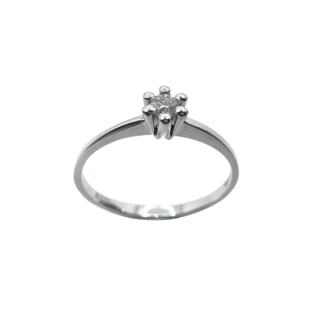 Anillo solitario Bibigì de 6 puntas en oro blanco y diamantes