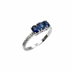 Anello Trilogy Giorgio Visconti in Oro Bianco 18 KT con Zaffiri e Diamanti Naturali AB15727Z