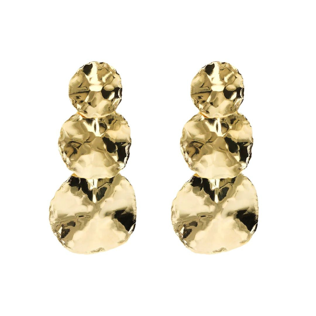 Etruscan Earrings with Hammered Graduated Discs