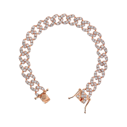 Bracciale Bronzallure Catena Grumetta Squadrata Con Pavé Di Cubic Zirconia