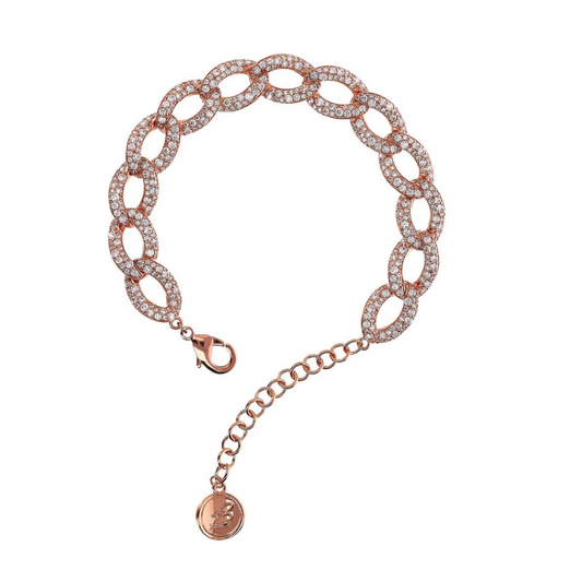 Bracciale Bronzallure Catena Grumetta Con Pavé Di Cubic Zirconia