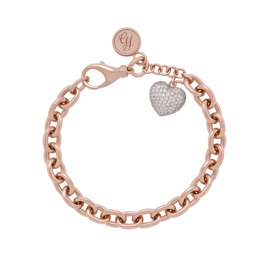 Bracciale Bronzallure Con Cuore Pendente In Pavè Di Cubic Zirconia