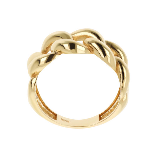 Anillo de oro Milor con cadena de eslabones de oro 375