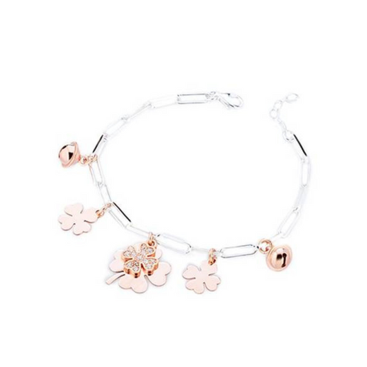 Pulsera Marcello Pane Petite Boules con trébol de cuatro hojas