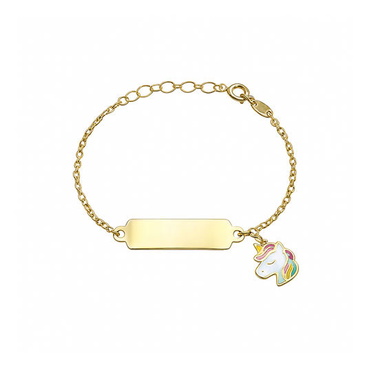 Bracciale Milor Gold Con Targehtta E Unicorno In Oro Giallo 375