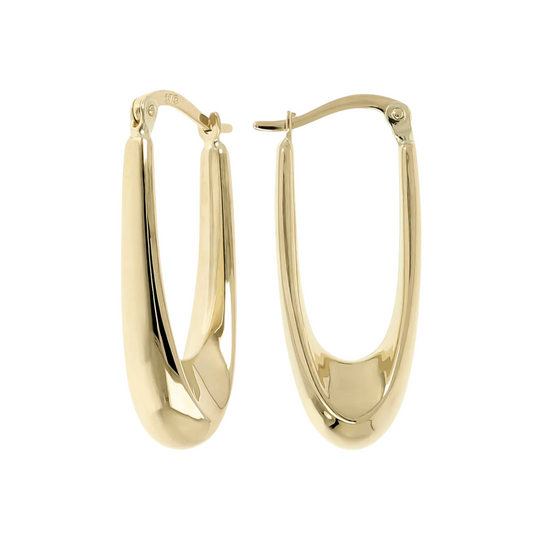 Pendientes de aro Milor Gold, forma alargada y abovedada, oro 375