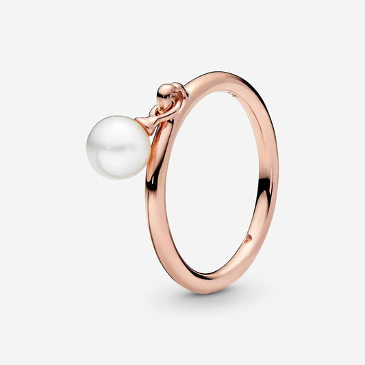 Pandora Style Icon Rose Gold Ring with Pearl