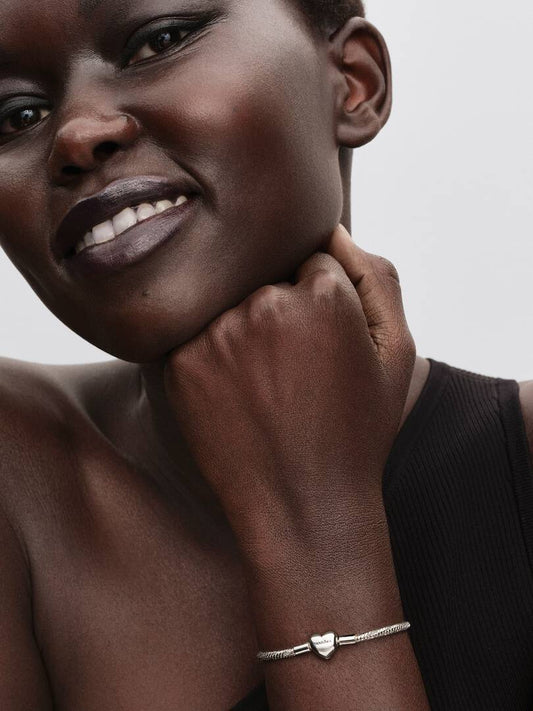 Bracciale Pandora Maglia Snake Sfaccettata Con Chiusura A Cuore