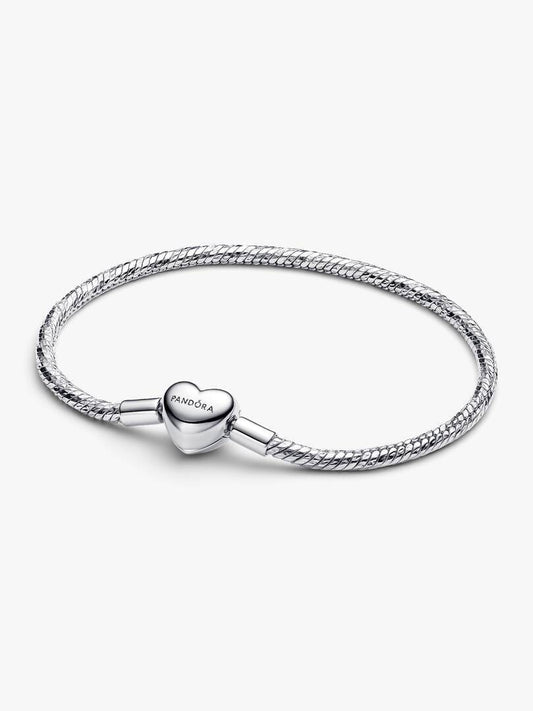 Bracciale Pandora Maglia Snake Sfaccettata Con Chiusura A Cuore