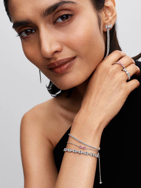 Pulsera Pandora de tenis con piedras blancas