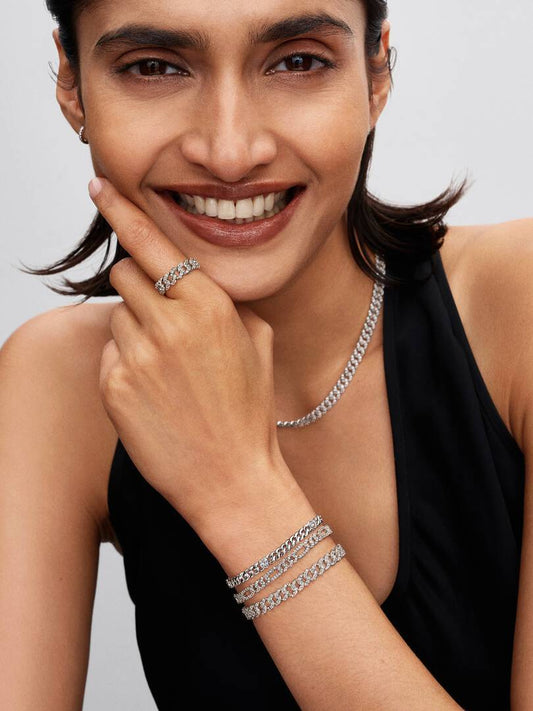 Bracciale Pandora Catena Maglia Cubana Con Cuori