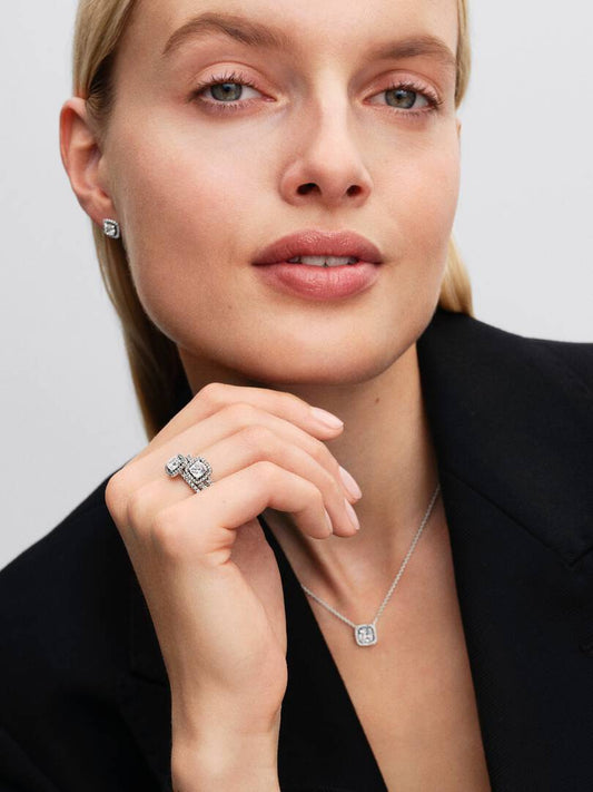 Collana Pandora Punto Luce Quadrato Bianco