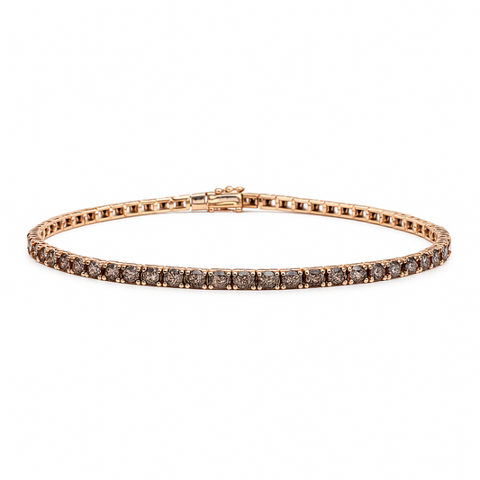 Pulsera de tenis Davite&amp;Delucchi de oro rosa con diamantes marrones de 1,65 ct