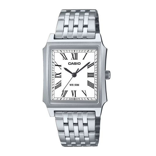 Casio Timeless Steel Rectangular White Watch