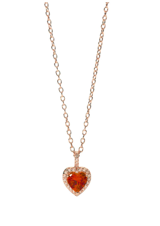 Bronzallure Red Heart and Zircon Necklace