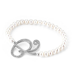 Pulsera elástica Marcello Pane con perlas y letra R