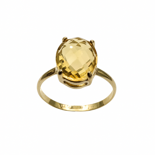 Anello in Oro Giallo 18 KT con Pietra Naturale Ovale