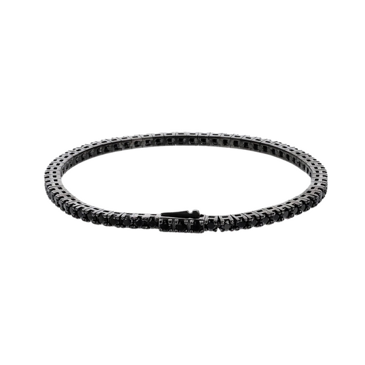 Bracciale Albert M. Tennis Brunito Con Cubic Zirconia Nera