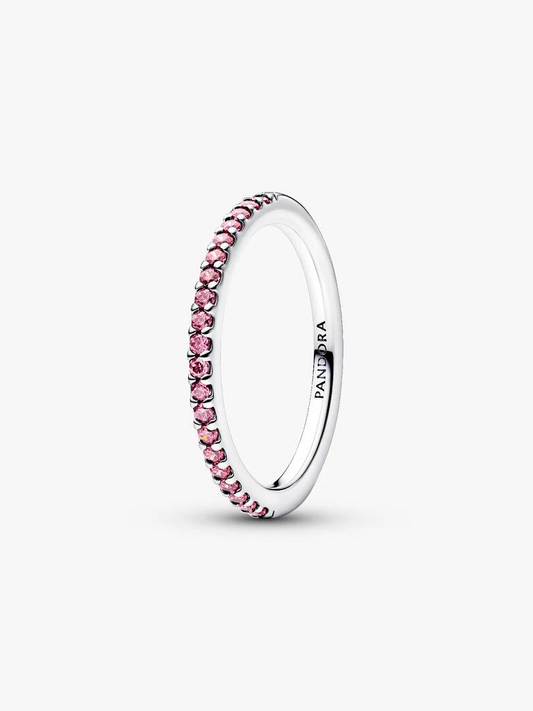 Anello Pandora Pavé Fascia Sottile Rosa