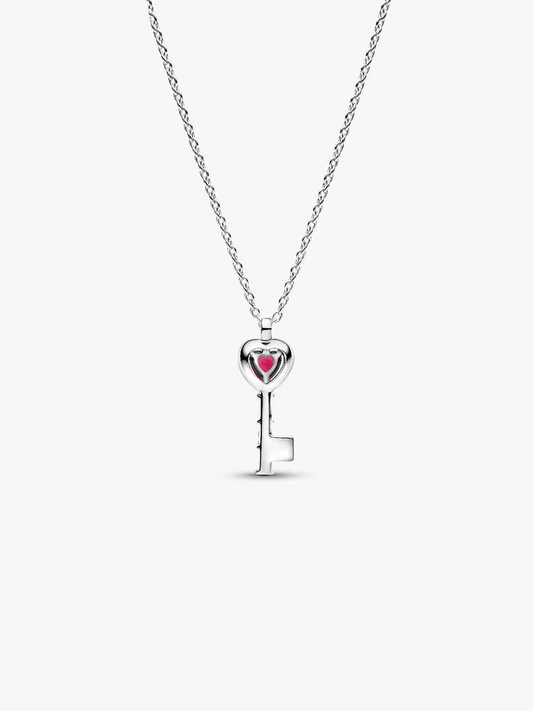 Collana Pandora Chiave Con Cuore Rosso