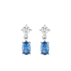 Amen Princess Earrings with Oval Blue Zircon