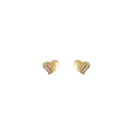 Orecchini Milor Gold Al Lobo Cuore Sinuosi Con Cubic Zirconia Oro Giallo 375