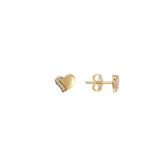 Orecchini Milor Gold Al Lobo Cuore Sinuosi Con Cubic Zirconia Oro Giallo 375