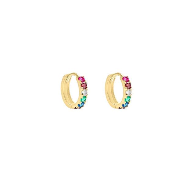 Orecchini Stroili A Cerchio Toujours Oro Giallo 9 KT 8 mm Cubic Zirconia Multicolore 1428541