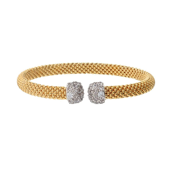 Bracciale Bronzallure Rigido Golden Maglia Popcorn Con Pavé Di Cubic Zirconia