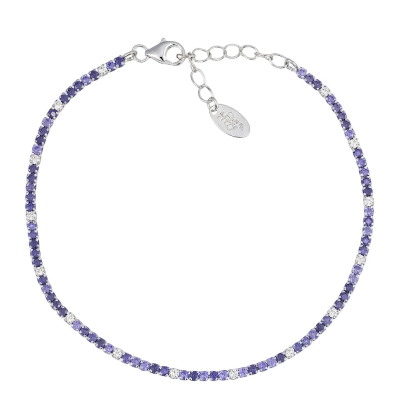 Bracciale Amen Tennis Mania Con Zirconi Lilla E Bianchi BT1BLIB17