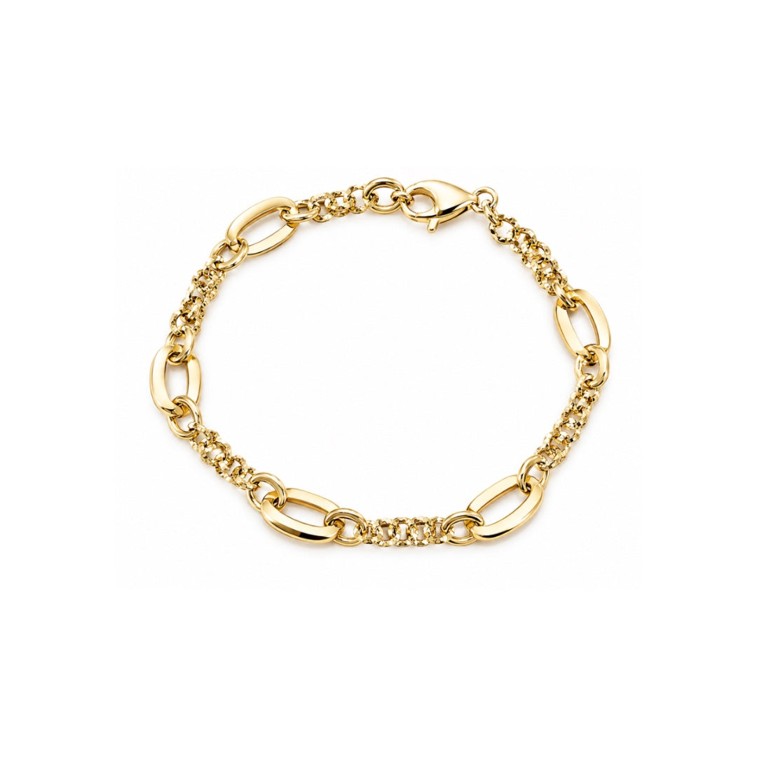 Bracciale Handmade Maglia Fantasia Alternata In Oro Giallo 18 KT BR1533