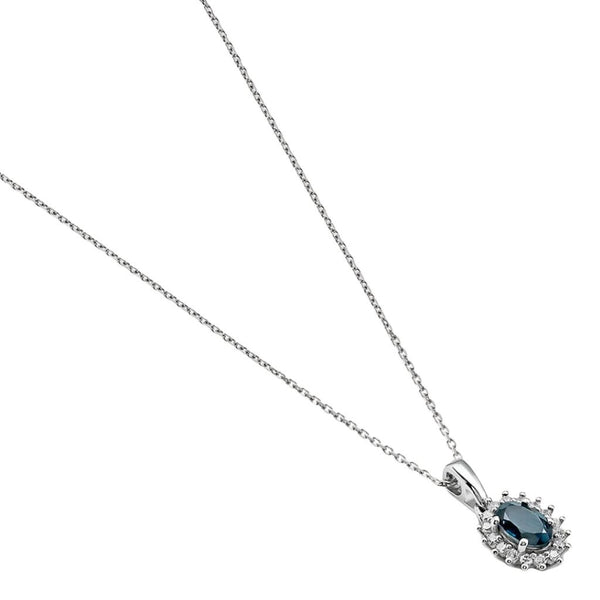 Collana Stroili Amélie Oro Bianco 9 KT Maglia Forzatina E Topazio London Blue 1413268