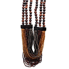 Collana Rajola Musa con Occhio di Tigre, Ematite, Hessonite e Legno 54-679-17