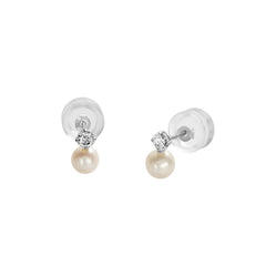Orecchini Stroili Lobo Bon Ton Oro Bianco 9 KT Perla D'Acqua Dolce 4/4,5 mm 1426717
