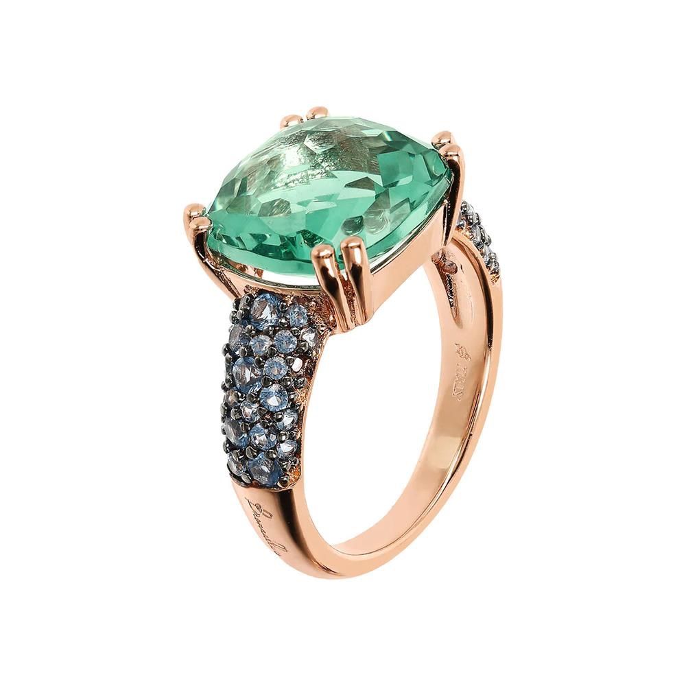 Anillo de cóctel Bronzallure con prisma de gema cuadrada verde y pavé