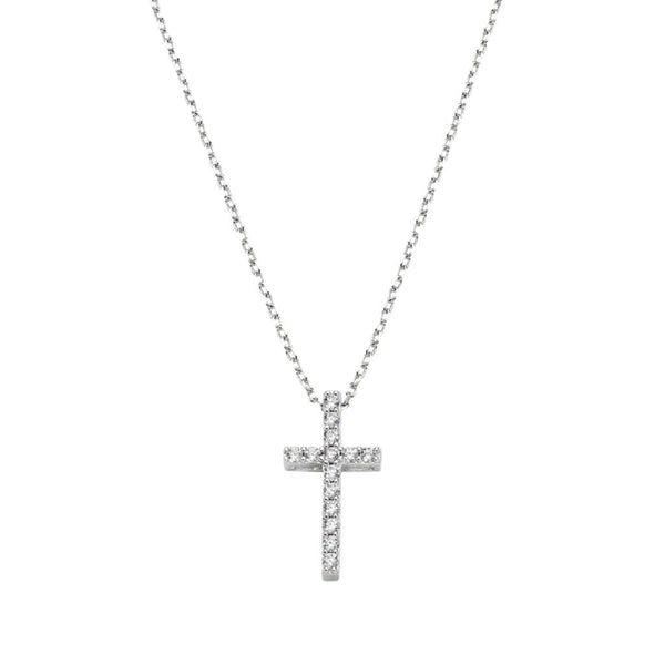 Collana Amen Con Croce Media/Piccola Con Zirconi Bianchi CLCRLUBBZ