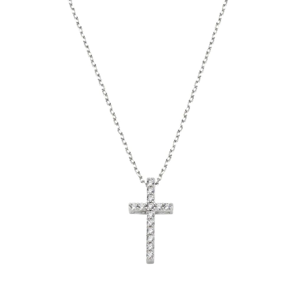 Collana Amen Con Croce Media/Piccola Con Zirconi Bianchi CLCRLUBBZ