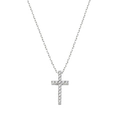 Collana Amen Con Croce Media/Piccola Con Zirconi Bianchi CLCRLUBBZ