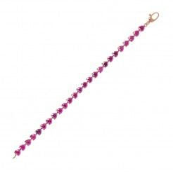 Bronzallure Tennis Bracelet with Fuchsia Cubic Zirconia Hearts