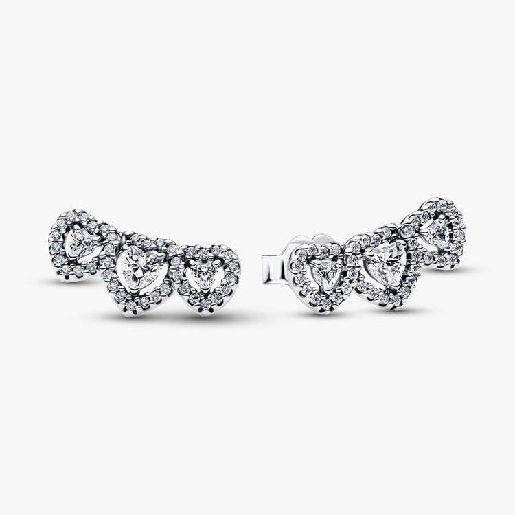 Orecchini Pandora Tre Cuori Bianchi 294411C01