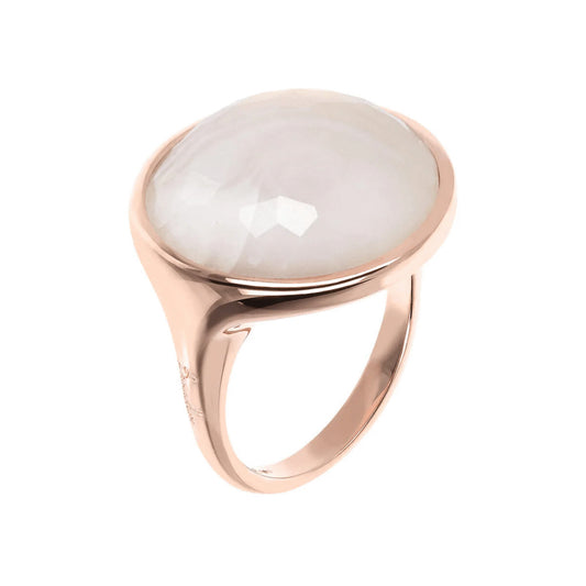 Bronzallure Golden Rosè Ring with Faceted Mother-of-Pearl