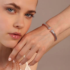 Pulsera Bronzallure Tubogas Rígida con Pavé de Circonitas