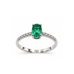 Bibigì Eternity Ring with Central Sapphire, Ruby, or Emerald and Diamonds