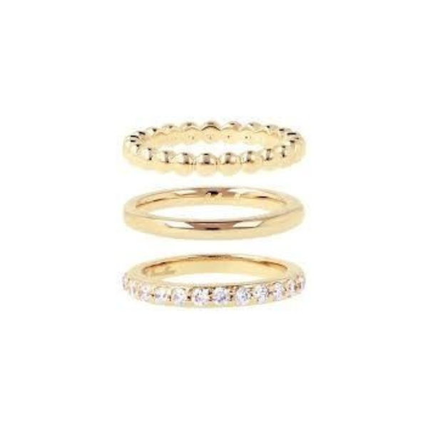 Conjunto Bronzallure de anillos dorados con circonitas
