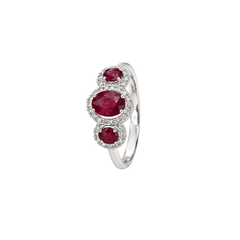 Bibigì Trilogy Ring in White Gold with Rubies and Diamonds